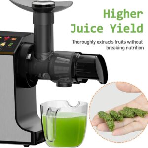 WHUTO Masticating Juicer Machines, Cold Press Juicer, Easy to Clean with Brush, Touch Screen Stainless Juicer Machines for Vegetable & Fruit, Juice Maker with Quiet Motor & 2 Speed Modes, Brown