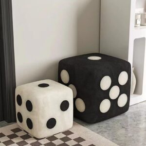 TALFEHR Shoes Stool Footstool Dice Design for Entrance,Soft Comfortable Small Foot Stool Floor Chair, Rest Stool for Living Room Decoration Entryway Stool (White,12in)