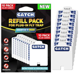 gatch 10 pack glue card refills for indoor plug-in fly trap, sticky pads for 202-2w/202-2b, ready to use