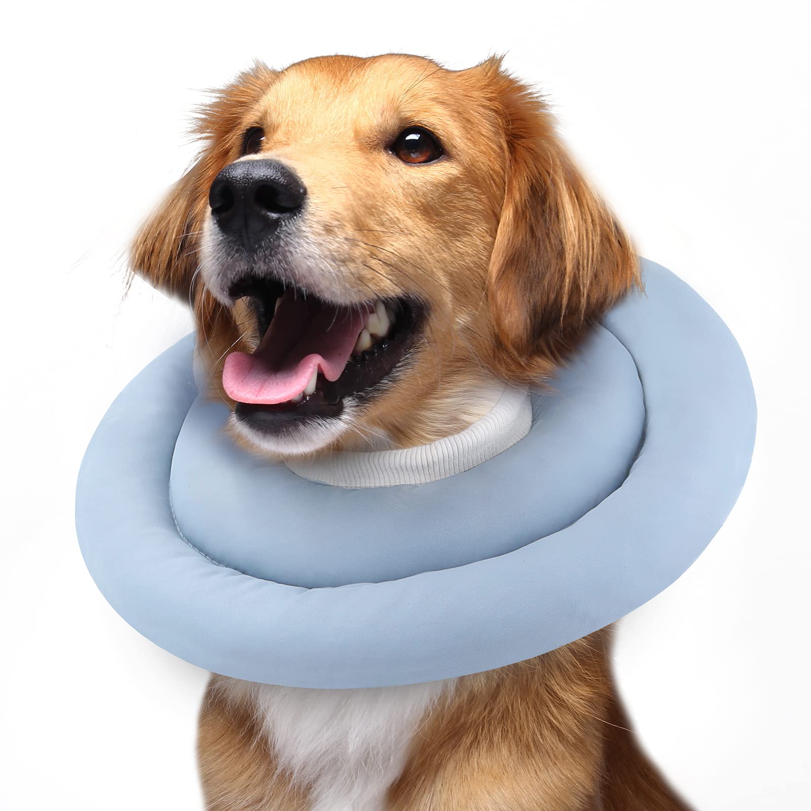 GoGoPaw Soft Dog Cones for Small Medium Dogs and Cats, Adjustable Dog Donut Collar Water Proof Dog Cone Alternative After Surgery, Pet Recovery Collar for Large Dogs to Stop Licking(Blue,S)