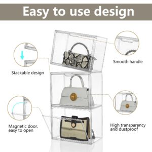 Attelite Purse Organizer for Closet, 5 Pack XX-Large Handbags Storage Organizer,Stackable Storage Bins for Collectibles, Cosmetic,Heels