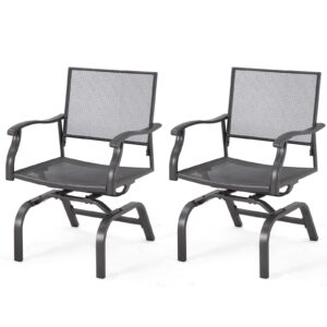 Danrelax 35" Outdoor Patio Dining Chairs Set of 2, Metal Sling Chairs with Spring Motion, for Patio, Porch, Deck, Backyard - Grey