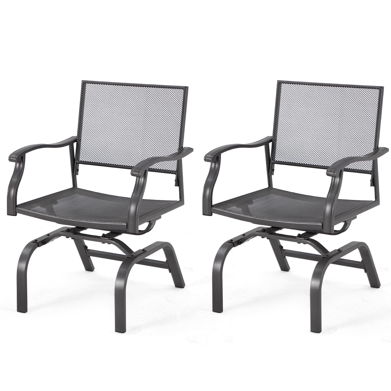 Danrelax 35" Outdoor Patio Dining Chairs Set of 2, Metal Sling Chairs with Spring Motion, for Patio, Porch, Deck, Backyard - Grey