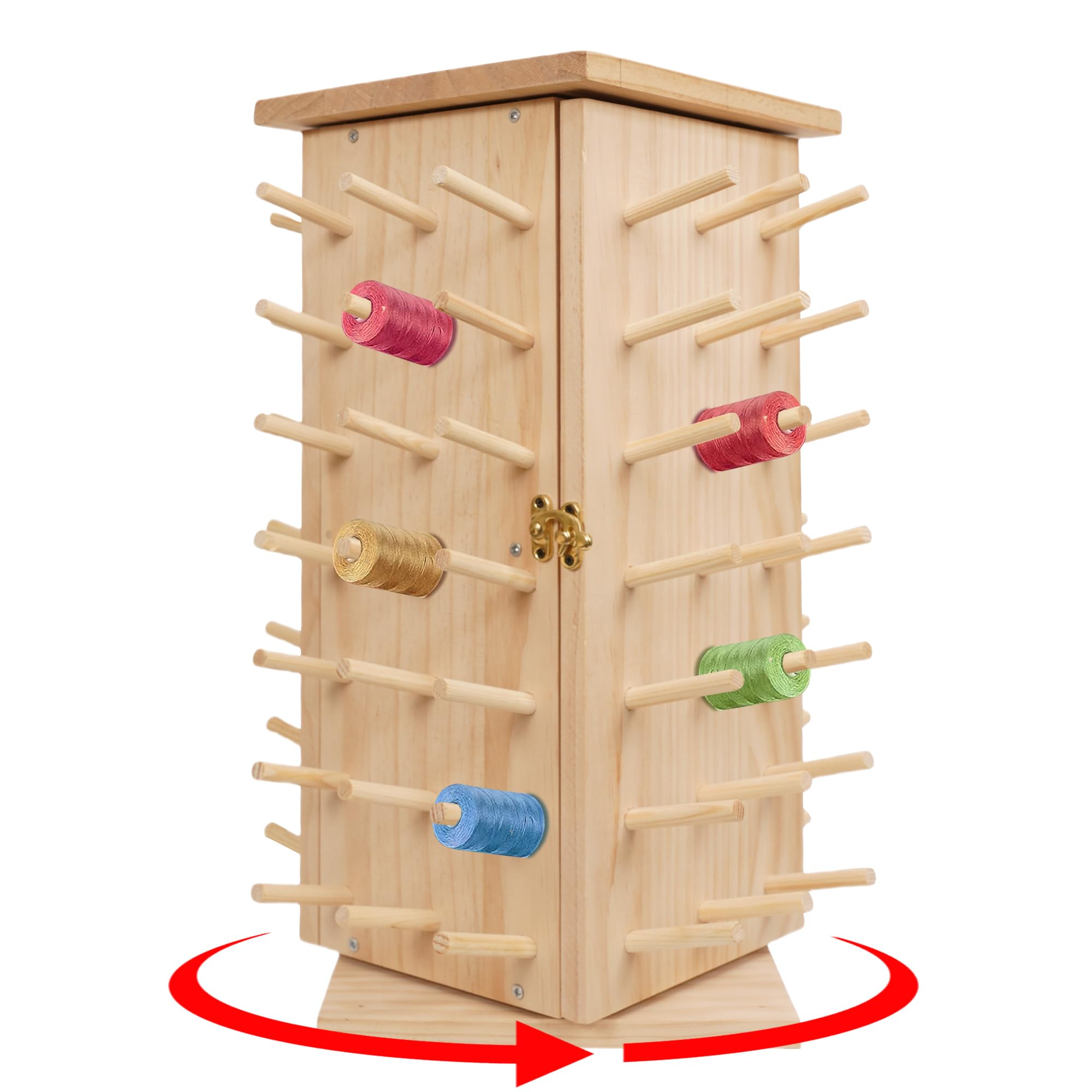 360° Fully Rotating Wooden Thread Holder，Embroidery Thread Organizer，Thread Rack for Sewing with 84 Spools，Thread Braiding Holder Storage for Quilting, Embroidery，Hair-braiding and Jewelry