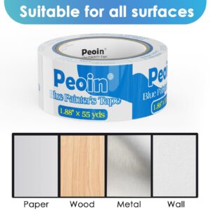 Blue Painters Tape 2 Inch Wide Bulk, 24 Roll Painting Tape Blue Masking Tape for Painting Wall DIY Edge, Paint Tape 1.88 Inch 55 Yards X 24 Rolls (1320 Total Yards)