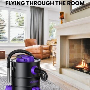 VANPORE Ash Vacuum for Pellet Stoves: 5.2 Gallon Fireplace Ash Vac with 1200w Powerful Suction & Wheeled Base - Ash Vacuum Cleaner for Fireplaces, Pellet Grill, Wood Stove, Fire Pits