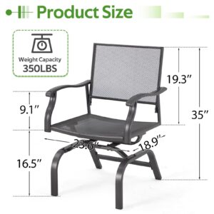 Danrelax 35" Outdoor Patio Dining Chairs Set of 2, Metal Sling Chairs with Spring Motion, for Patio, Porch, Deck, Backyard - Grey