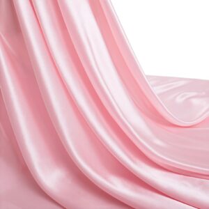 pink satin fabric by the yard, 55 inch wide, shiny and soft charmeuse satin fabric for sewing wedding bridal dress crafts, 1 yard