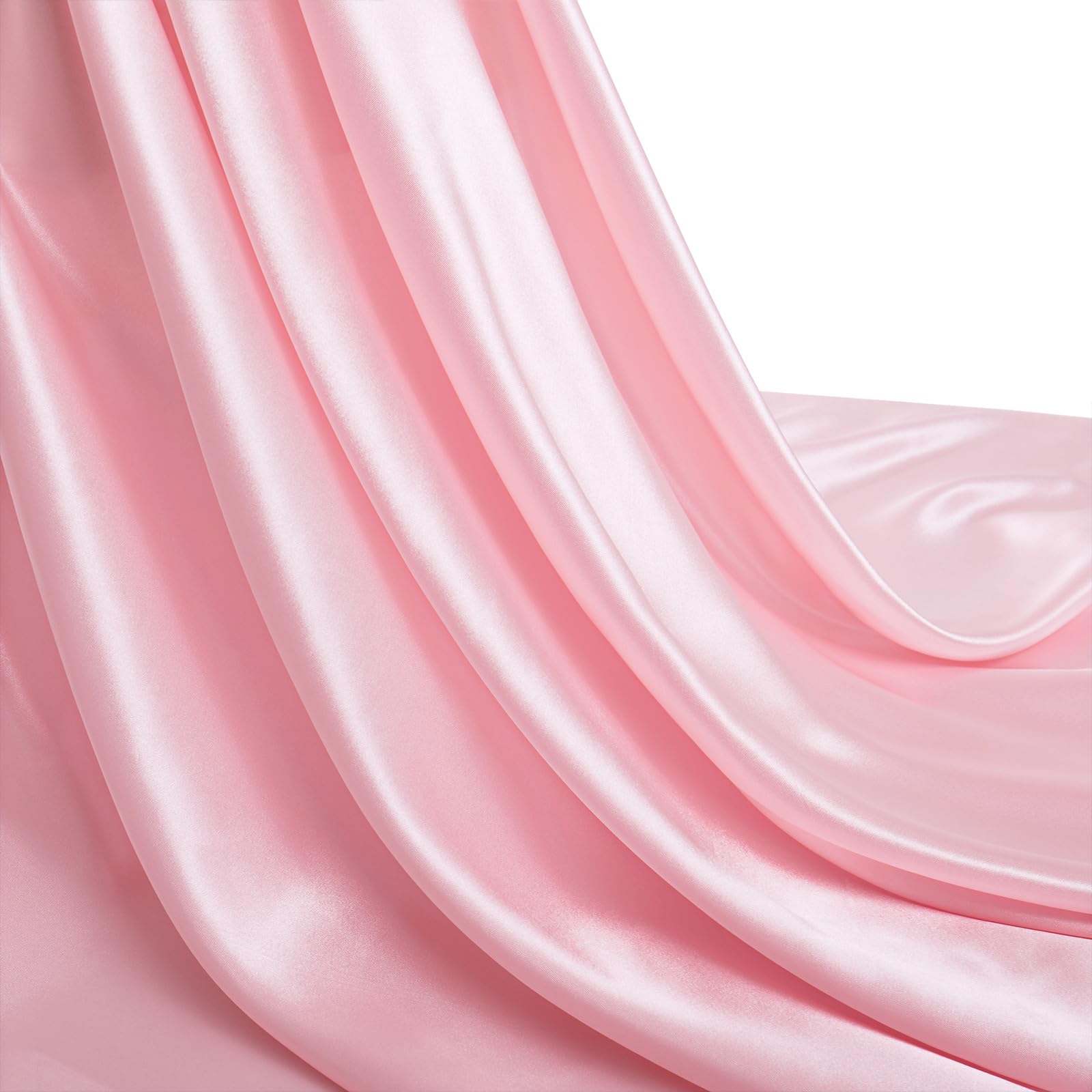 Pink Satin Fabric by The Yard, 55 Inch Wide, Shiny and Soft Charmeuse Satin Fabric for Sewing Wedding Bridal Dress Crafts, 1 Yard