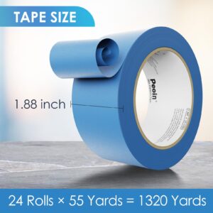 Blue Painters Tape 2 Inch Wide Bulk, 24 Roll Painting Tape Blue Masking Tape for Painting Wall DIY Edge, Paint Tape 1.88 Inch 55 Yards X 24 Rolls (1320 Total Yards)