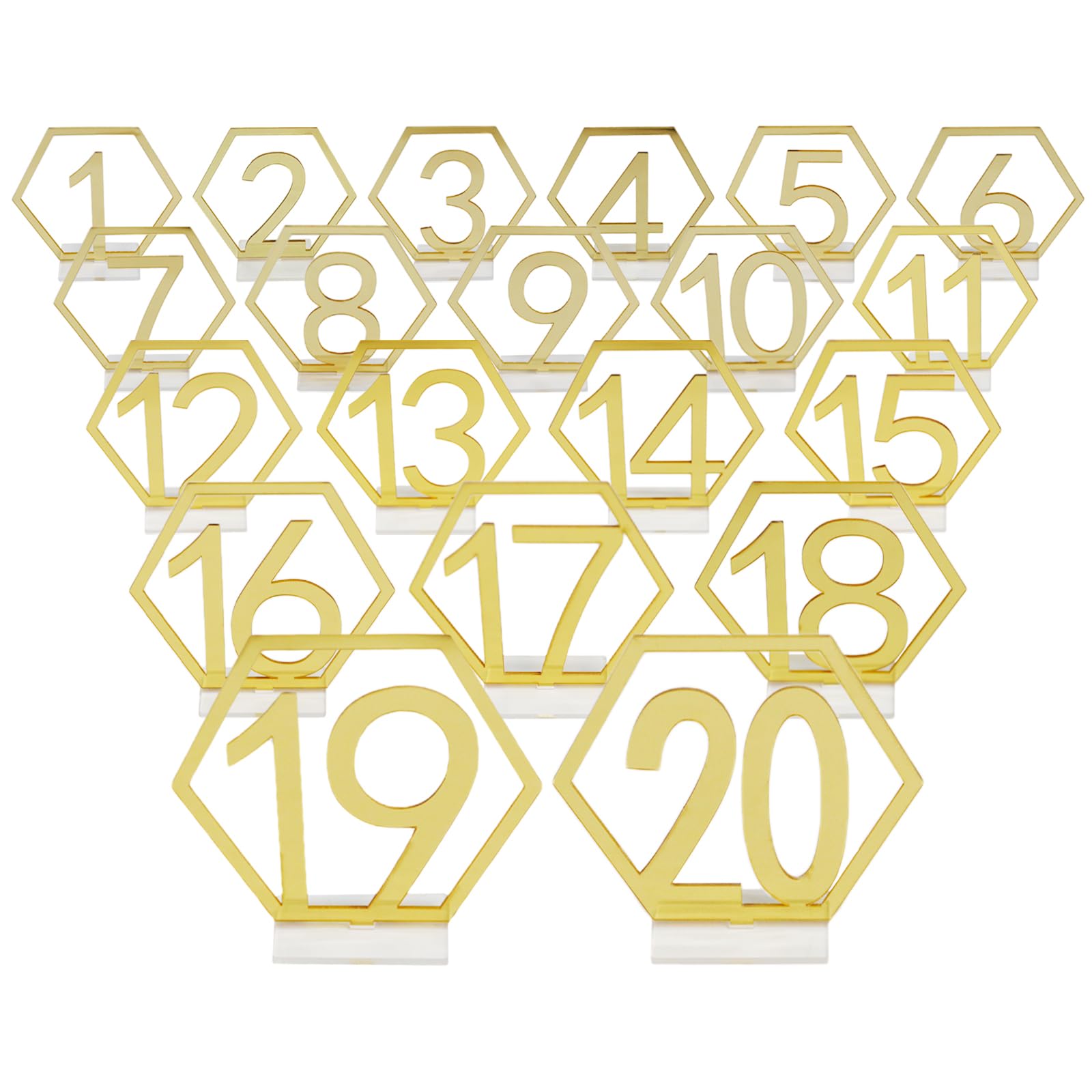 Wedding Table Numbers, Table Numbers 1-20, Gold Mirror Table Numbers and Acrylic Stands, Table Numbers for Wedding Reception, Centerpiece, Party, Anniversary