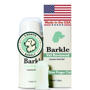 barkle dog teeth cleaning gel | best dog tooth brushing kit | vet reviewed to eliminate plaque, tartar & bad breath | toothpaste replacement | dog breath freshener | free finger brush (mint - 60 days)