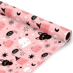 jarthenaamcs halloween wrapping paper - mini roll - 17 inch x 32.8 ft ghost spider bat gift wrap paper pink art paper for diy crafts home party supplies