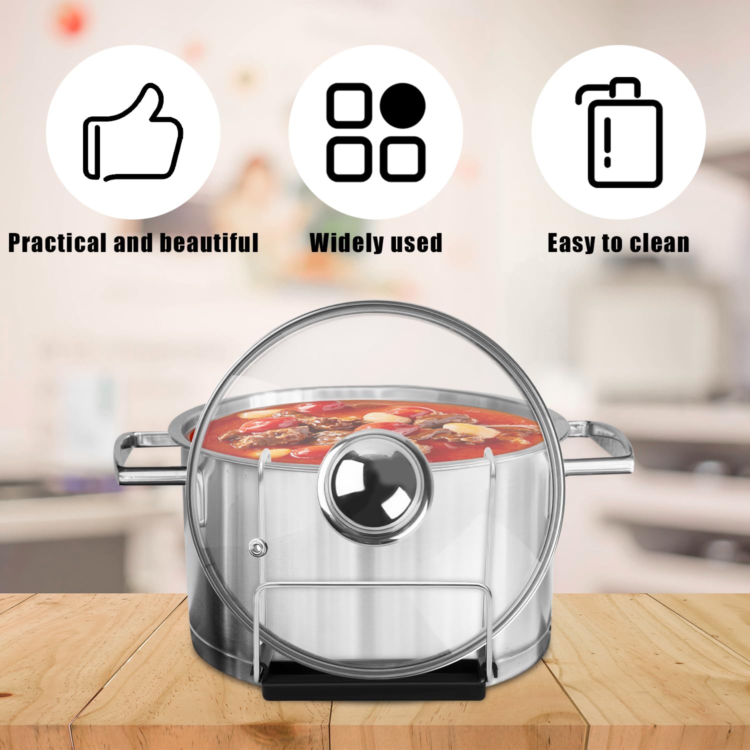 PEUTIER Slow Cooker Lid Holder for Crock Pot, Stainless Steel Lid Holder Kitchen Pot Organizer Hand Free Pan Pot Lid Rack for Bracket Keeping Countertops Clean Rack Accessories