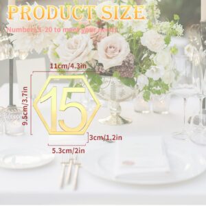 Wedding Table Numbers, Table Numbers 1-20, Gold Mirror Table Numbers and Acrylic Stands, Table Numbers for Wedding Reception, Centerpiece, Party, Anniversary