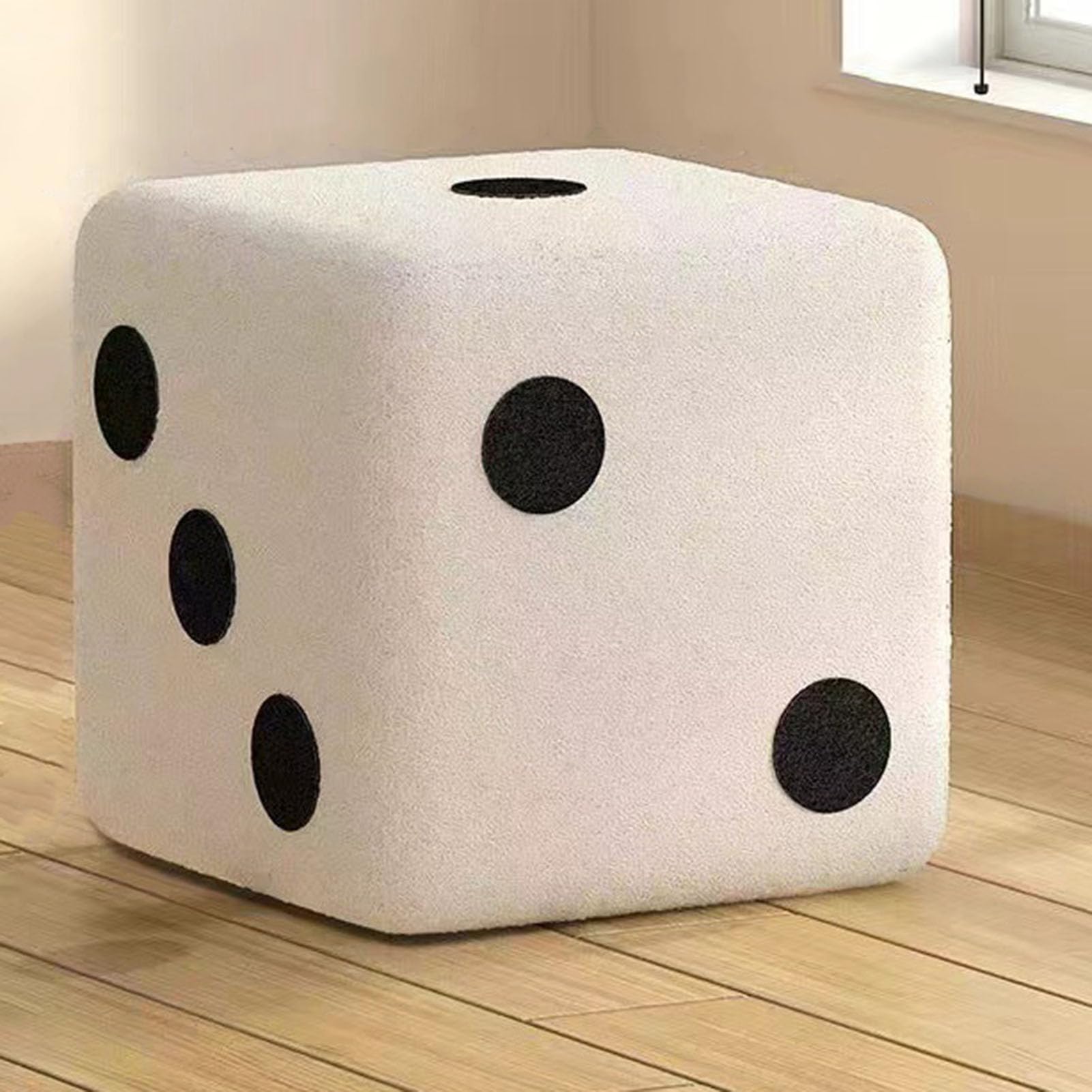 TALFEHR Shoes Stool Footstool Dice Design for Entrance,Soft Comfortable Small Foot Stool Floor Chair, Rest Stool for Living Room Decoration Entryway Stool (White,12in)