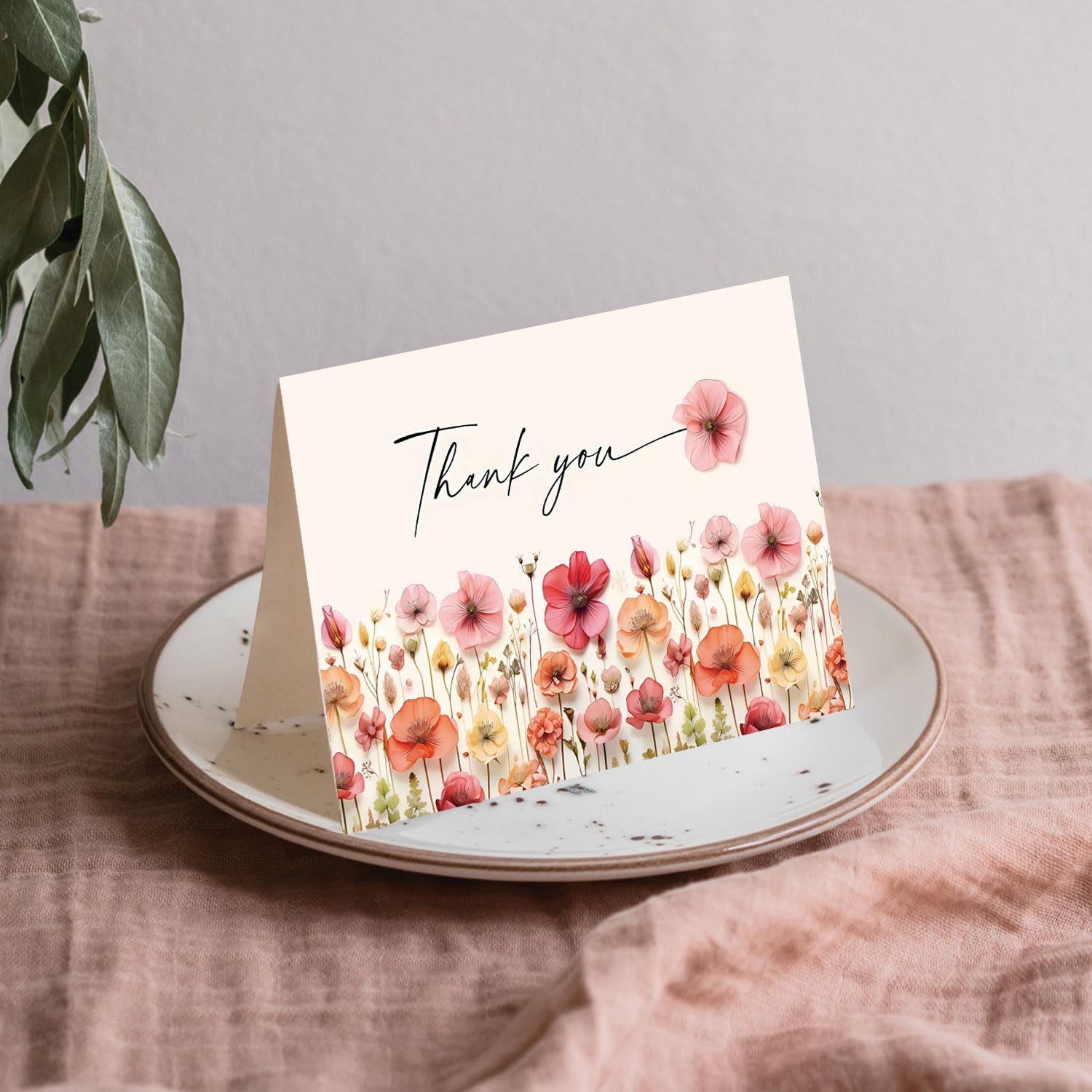 25 Pack, Floral Thank You Cards, Thank You Cards with Envelopes, Small Thank You Cards, Thank You Nores with Envelopes, Wildflower, Thank You Cards for Birthday, Baby Shower, Bridal Shower, Wedding