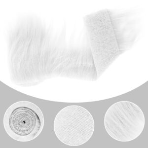 Shaggy Plush Faux Fur Fabric 2"x70"Fake Fur Fabric Black White Fur Decoration Faux Fur Ribbon Craft Fur for Gnomes Beard Hair Cosplay Decoration Crafts (White)