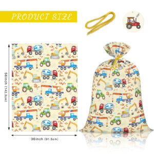 Loveinside Extra Large Plastic Gift Bag, Children's Cartoon Car Excavator Gift Bag, Specially Set for Birthday Parties and Holidays - 56" x36, 1 Pcs - Truck