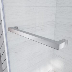 Frameless Sliding Bathtub Door 56-60 in.W x 62 in.H,Bypass Tub Glass Sliding Shower Doors,3/8"(10mm) Thick Clear Tempered Glass,Heavy Duty Stainless Steel Hardwares,2pcs Rectangle Handles,Brushed Nick