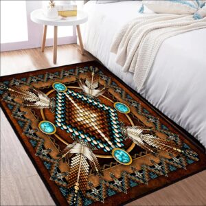 Southwestern Area Rug 5x7 Washable Living Room Rug,Aztec Tribal Rugs Native American Throw Rugs Vintage Rug Non Slip Bedroom Area Carpet Soft Floor Carpets Mat for Dining Room,Laundry,Office,Brown