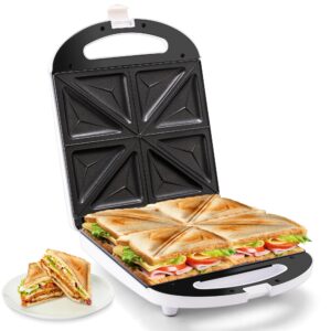 pukomc breakfast sandwich maker, 4-slice sandwich press with non-stick plates,grilled cheese maker, indicator lights, cool touch handle, easy to clean and store