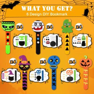 24pcs Halloween Bookmarks DIY Gifts Halloween Party Favors,Halloween Crafts For Kids Ages 4-8,Classroom Prizes Crafts Supplies,Halloween Trick or Treating Goodie,Treat Bags Gifts Fillers Bulk