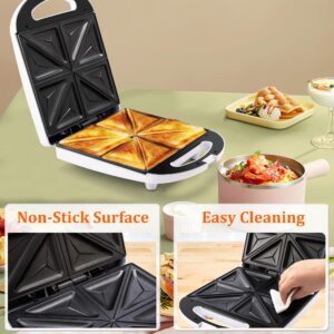 Pukomc Breakfast Sandwich Maker, 4-Slice Sandwich Press with Non-Stick Plates,Grilled Cheese Maker, Indicator Lights, Cool Touch Handle, Easy to Clean and Store