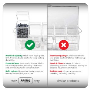 Prime Home Direct Ice Chilled Condiment Caddy | 5 Containers & Lids | Hosting Party Supplies Serving Tray Platter | Buffet, Food Server, Fruit, Garnish, Mimosa, Salad, Taco Bar Accessories Organizer