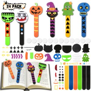 24pcs halloween bookmarks diy gifts halloween party favors,halloween crafts for kids ages 4-8,classroom prizes crafts supplies,halloween trick or treating goodie,treat bags gifts fillers bulk