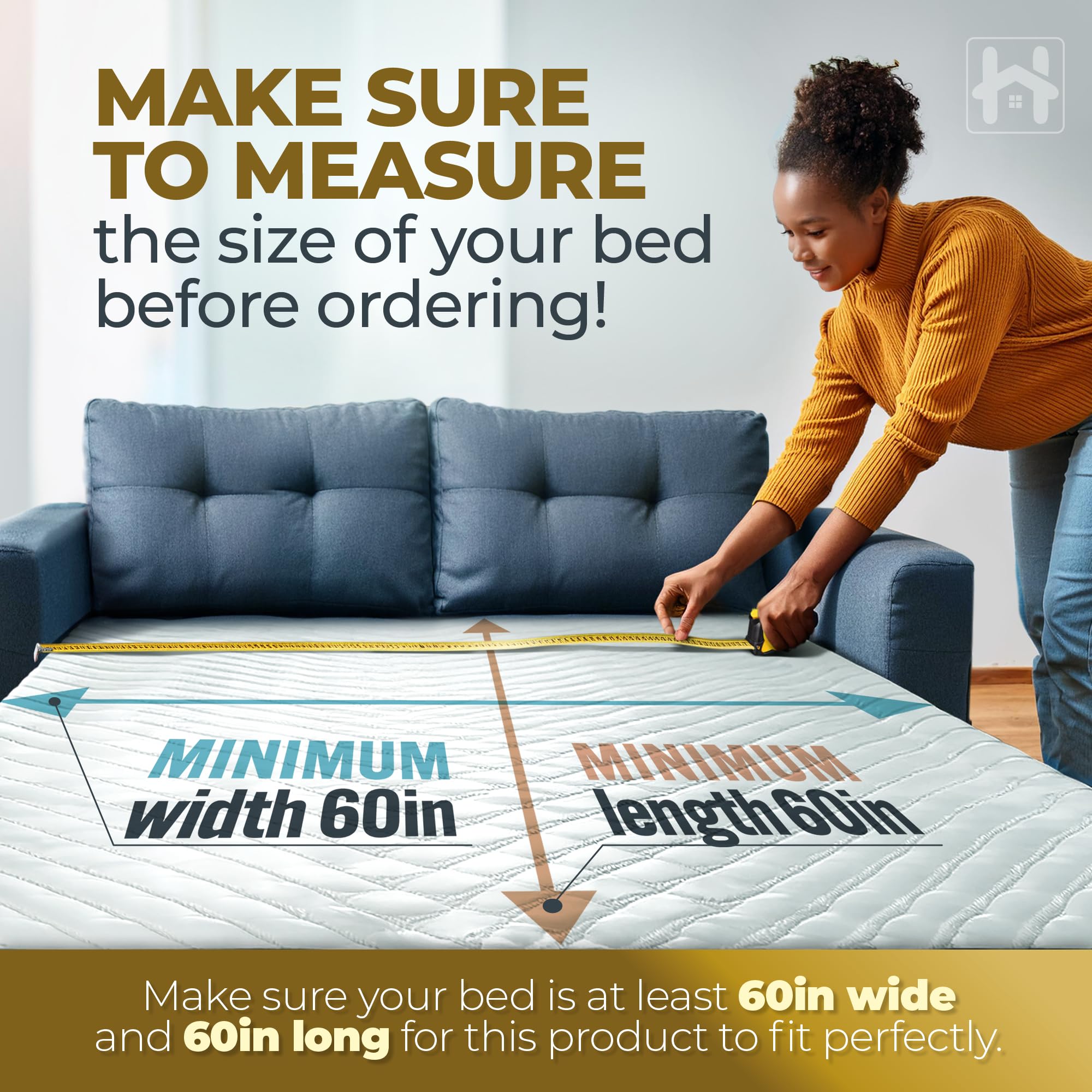 Golden Home Essentials 60in x 60in Bed Boards for Under Mattress, Under Mattress Support Board, Sleeper Sofa Bed Support Board for Pull Out Couch Mattress