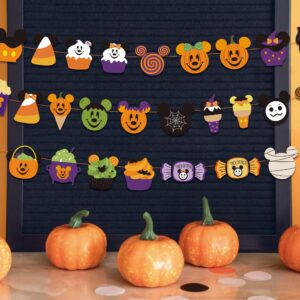 Mickeey Mouse Halloween Decorations Banner Pumpkin Style Halloween Banner Trick or Treat Halloween Garland Candy Banner for Halloween Party Decorations