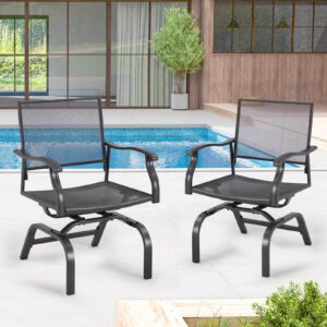 danrelax 35" outdoor patio dining chairs set of 2, metal sling chairs with spring motion, for patio, porch, deck, backyard - grey