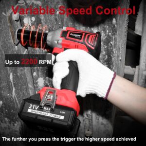 AOBEN Cordless Impact Wrench 1/2 inch,21V 300N.m Brushless Impact Gun with 2X 4.0Ah Battery,Charger & 6 Sockets,Electric Impact Wrench for Car Home (2 battery) Visit the Store