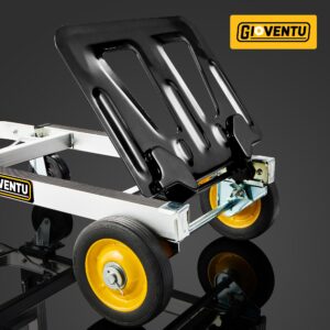 Upgraded 440 lb Capacity Folding Hand Truck Dolly Cart, 3 in 1 Convertible Hand Truck Dolly, Aluminum Dolly Hand Truck with Rubber Brake-Wheels, Anti-Slip Strip & 2 Bungee Ropes for Luggage Office Use