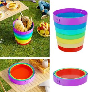 Foldable Waste Bin for Kitchen,Folding Rainbow Trash Can for Kitchen,Portable Garbage Countertop Waste Bin for Camping Travel