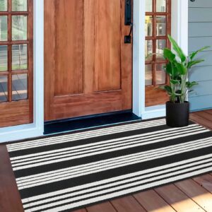 striped rug outdoor porch rug black striped 23.5x51 inches washable layered outdoor doormat front door mat cotton striped outdoor rug for front door entryway patio laundry kitchen