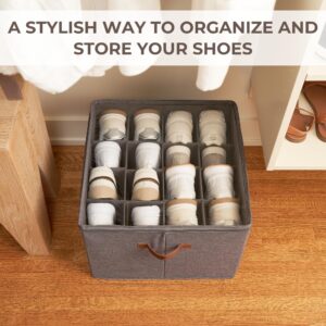 ZICOTO Beautiful Shoe Organizer For Your Closet - Spacious Linen Shoe Storage Box With Adjustable Compartments For Space Saving Storage - Quality Holder to Store Your Shoes For Easy Access