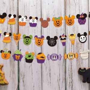 Mickeey Mouse Halloween Decorations Banner Pumpkin Style Halloween Banner Trick or Treat Halloween Garland Candy Banner for Halloween Party Decorations