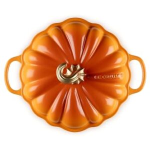 Le Creuset Enameled Cast Iron Figural Pumpkin Cocotte, 4 qt., Persimmon with Gold Figural Knob