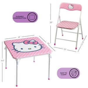 Idea Nuova Sanrio Hello Kitty 3 Piece Children's Activity Square Table and 2 Folding Chairs Set, Ages 3+