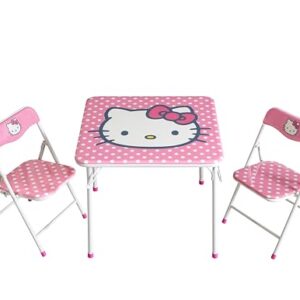 Idea Nuova Sanrio Hello Kitty 3 Piece Children's Activity Square Table and 2 Folding Chairs Set, Ages 3+