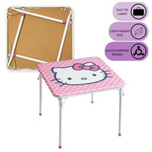 Idea Nuova Sanrio Hello Kitty 3 Piece Children's Activity Square Table and 2 Folding Chairs Set, Ages 3+