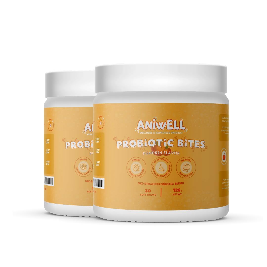 Aniwell Probiotics Chews for Digestive Health: Powered by Mixed Tocopherols, Supports Gut Health, Digestive Balance & Allergy Relief - 30 Soft Chews