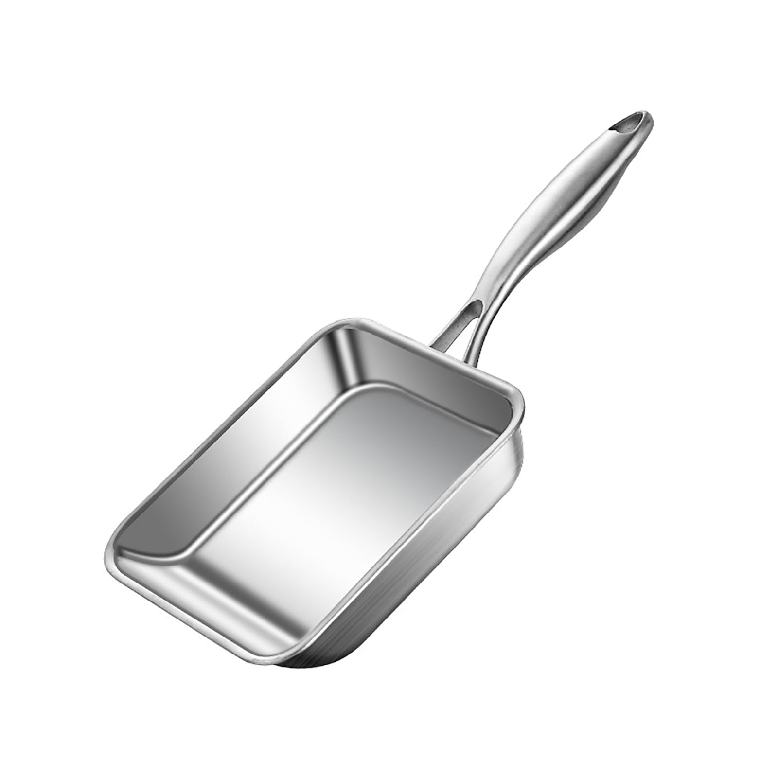 Toutrop 7.5" Japanese Omelette Egg Pan, 316 Stainless Steel Egg Pan, Square Frying Pans for Making Omelets and Bacon, Easy to Clean,Silver