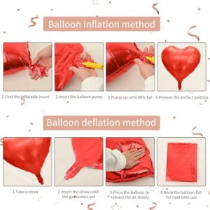 Rose Gold and Pink Heart Balloons, 18 Inch Red Pink Heart Shape Balloons Foil, 10 Pcs Red Light Pink Heart Balloon for Girls Women Valentines Day Birthday Wedding Baby Shower Bridal Party Decorations