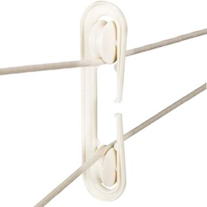 AACGIN 2 Pack Clothesline Tightener Plastic Clothesline Pulley Prevents Tangling and Twisting Clotheslines S-Shaped Clothes Line Tensioners for Long Clothesline and Heavy Duty - Off-White