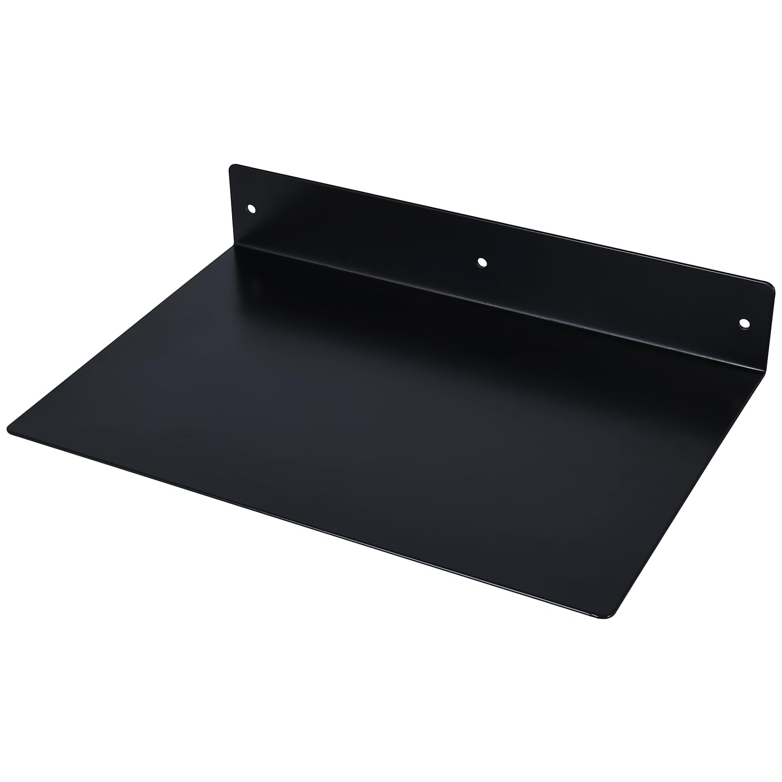 RealPlus Metal Floating Shelf Wall Mounted (12 inch x 8 inch) Heavy Duty Industrial Modern Steel Display Shelves, Black (Pack of 3)