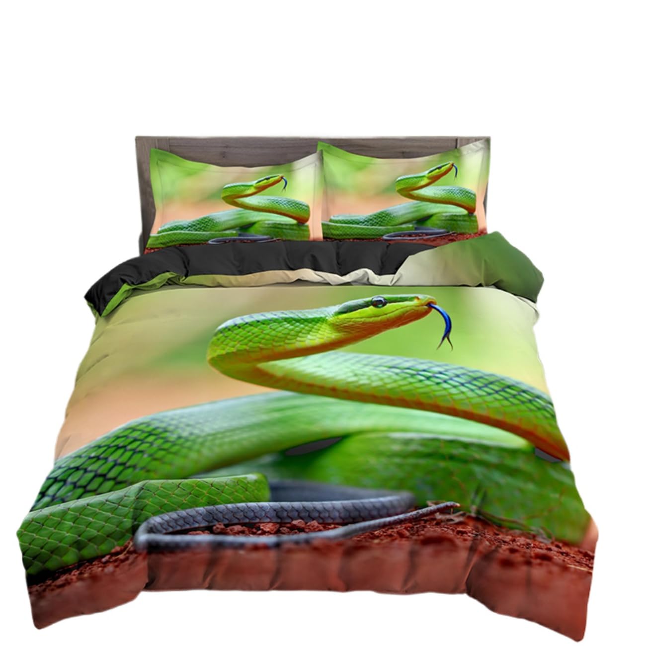 Snake Duvet Cover Animal Snake Quilt Covers Pillowcases Bedding Set King Queen Full Twin Size Bed Sets 2/3pcs Bedclothes with Pillowcase (US Queen,3)