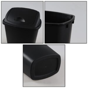 Bringer 6 Gallon Swing Top Trash Can, Plastic Garbage Can with Swing-Lid, Black, 4-Pack